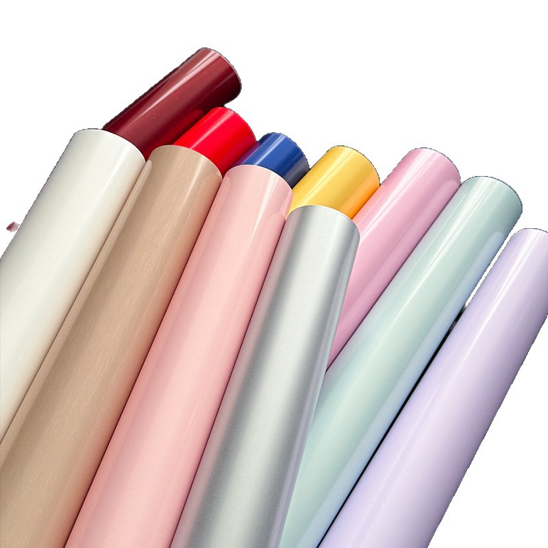 花衣裳微醺二代加厚防水鲜花包装纸亮面单色花艺包装材料现货批发白底实物图