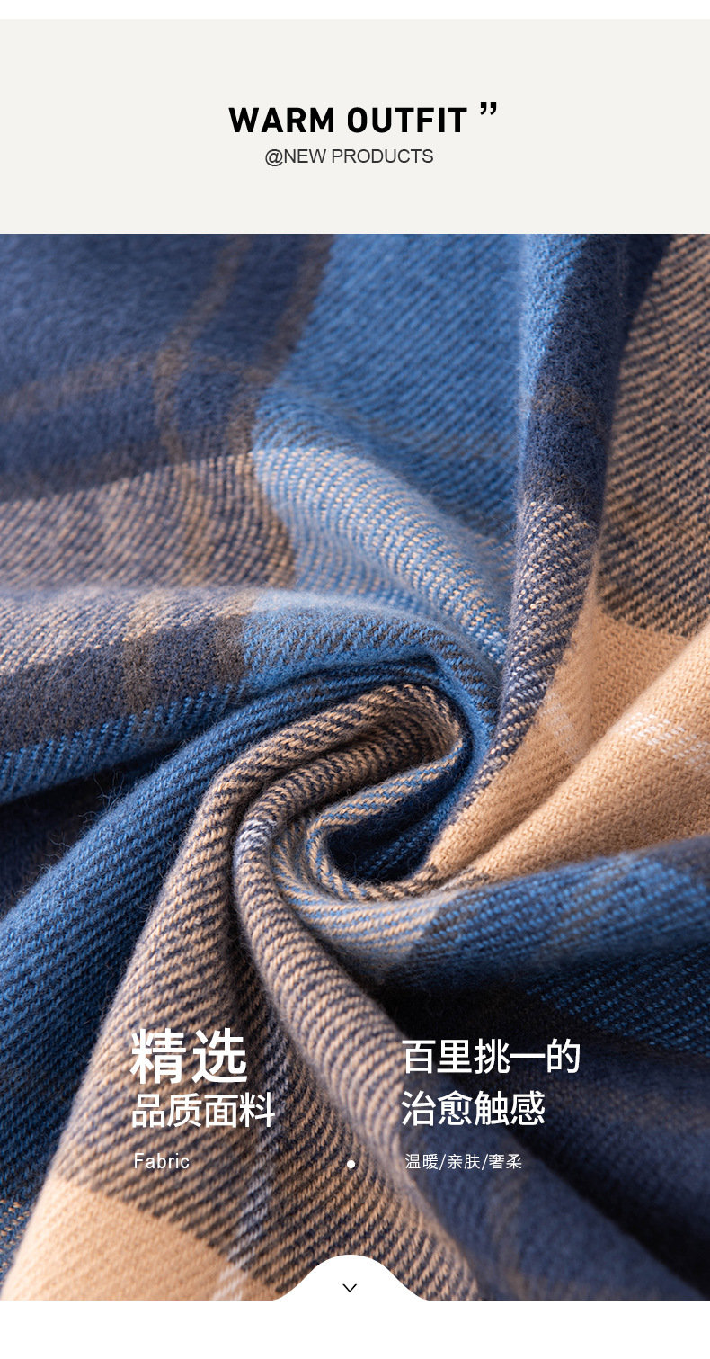 2025跨境仿羊绒格子围巾女冬季高级感时尚简约围脖中长款保暖披肩详情8