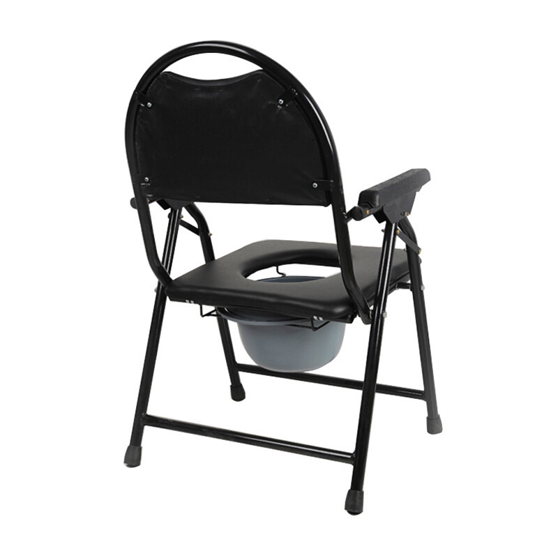 Cross-border exclusive black foldable toilet chair with potty, pregnant women's mobile multi-purpose toilet chair with copy chair Specification image