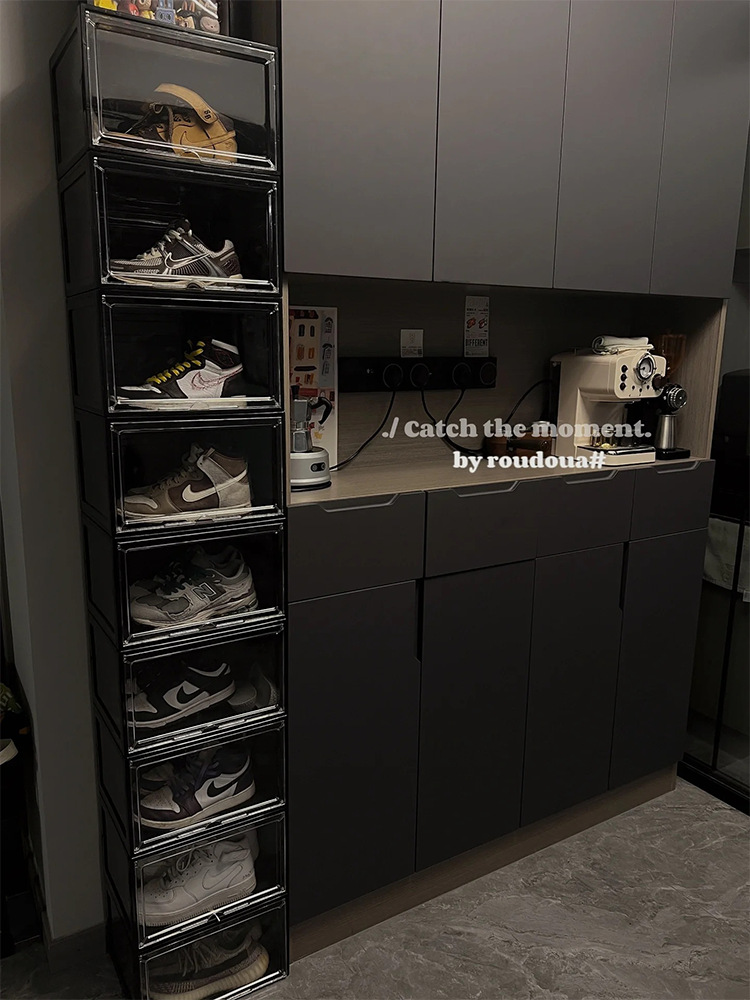 Shoebox Storage Box Transparent Acrylic High Top Shoes Sneakers Household Space Saving Plastic Shoe Cabinet Shoe Rack Item Picture