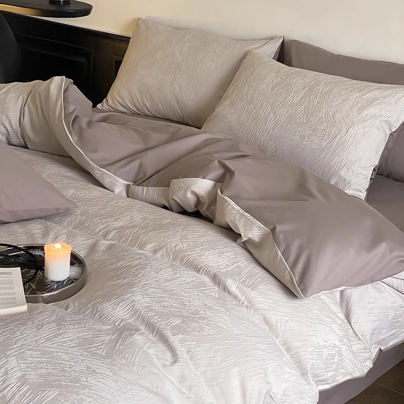 100支高级感纯棉四件套a类母婴级全棉提花被套轻奢床上用品套装