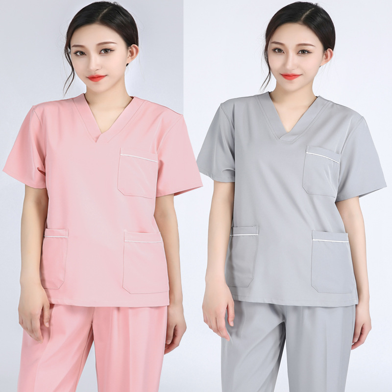 Summer Stretch Hand Washing Clothes Summer Women Short Sleeve Long Sleeve Set Nurse Beauty Salon Oral Thin Doctor's Work Clothes Specification drawing