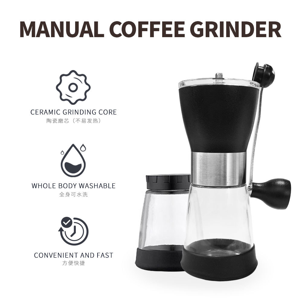 Factory supply coffee bean grinder, manual grinder, hand-cranked coffee grinder with glass sealed jar details Picture