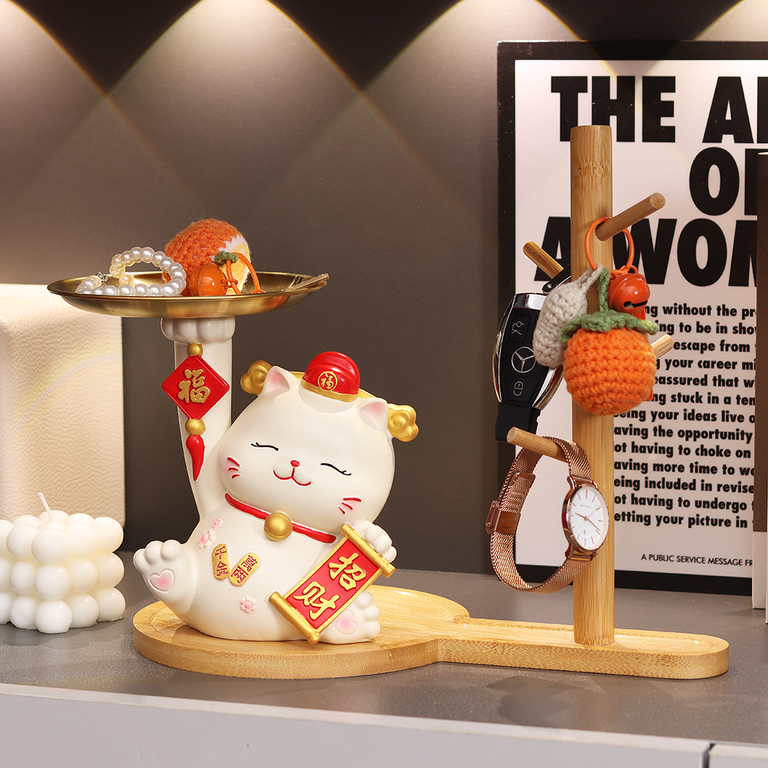 招财猫入户门口钥匙收纳玄关摆件客厅鞋柜家居装饰品乔迁新居礼品