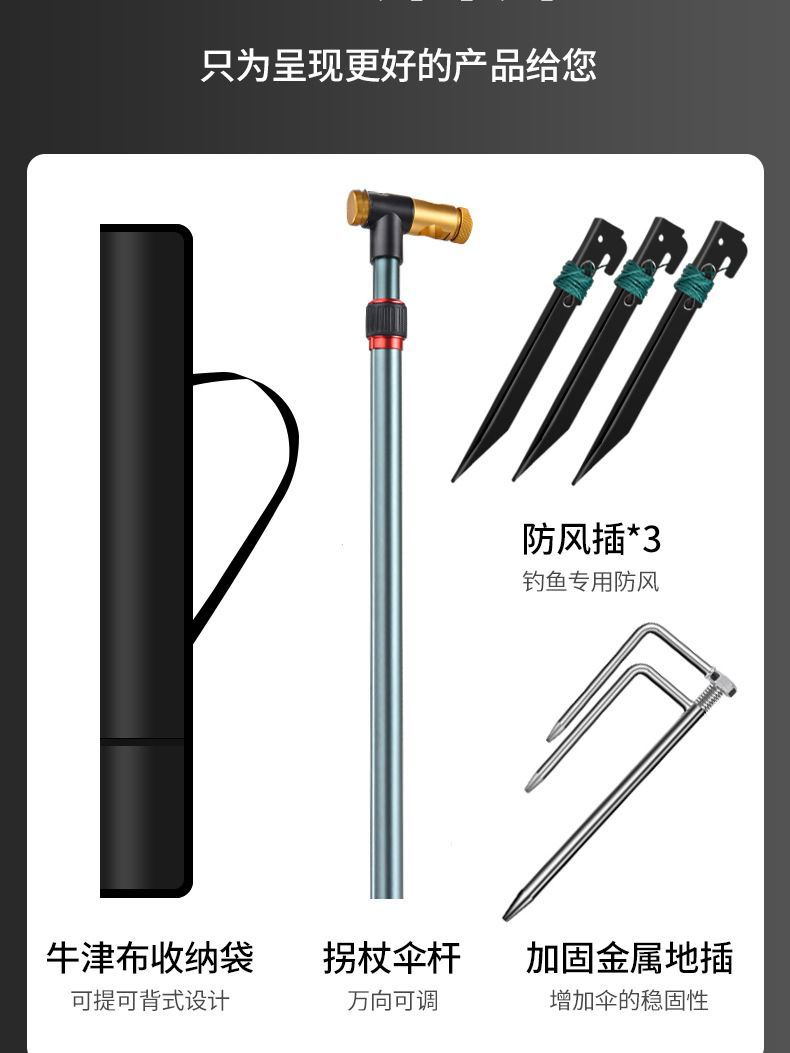 Outdoor fishing umbrella, large fishing umbrella, thickened universal fish umbrella, double-layer rainproof, sun-proof and sunshade umbrella, folding umbrella, walking stick umbrella Application Scenario