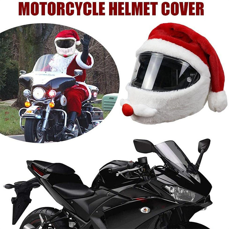 Super new motorcycle helmet, Christmas hat, cartoon plush Christmas hat, outdoor funny Christmas supplies Application Scenario
