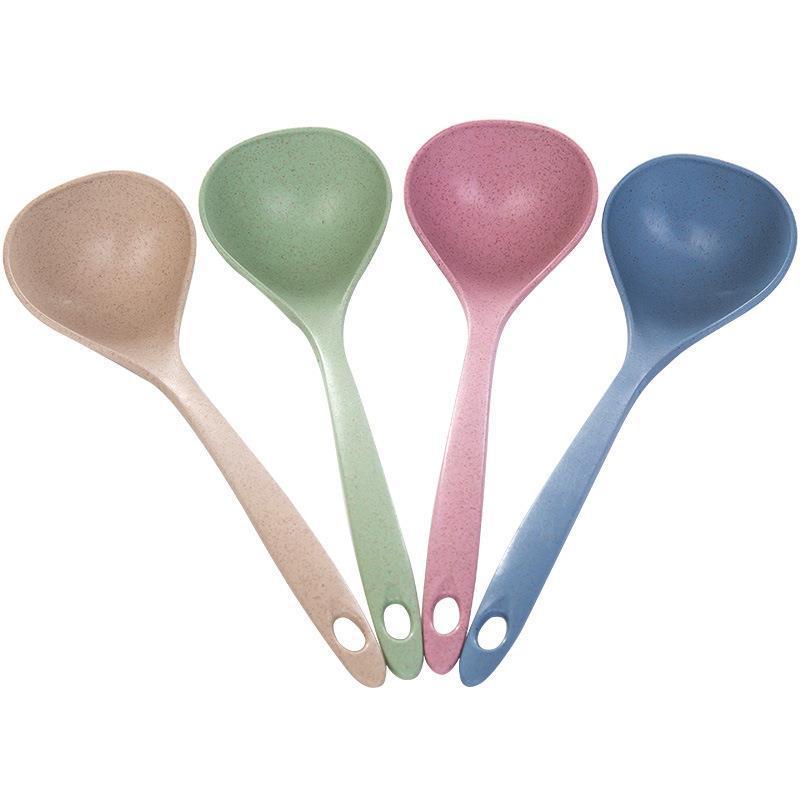 Wheat Straw Soup Spoon Household Long Handle Porridge Spoon Kitchen Plastic Kitchenware Thickened Large Porridge Spoon Item Picture