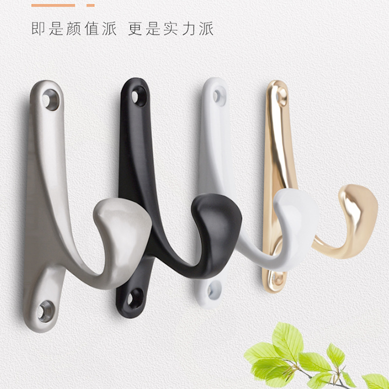 锌合金玄关门后小衣钩 单挂衣钩衣帽间 黑白灰色免打孔门窗小衣钩