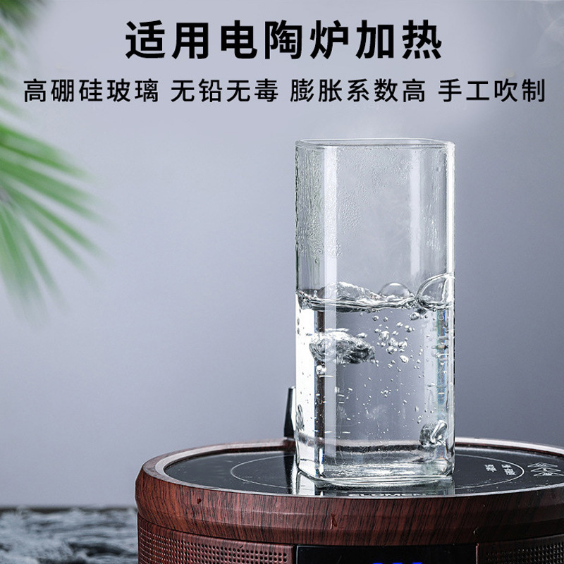 High Borosilicate Heat Resistant Glass Ins Transparent Flower Tea Cup Beer Whiskey Milk Juice Cup Square Glass details Picture