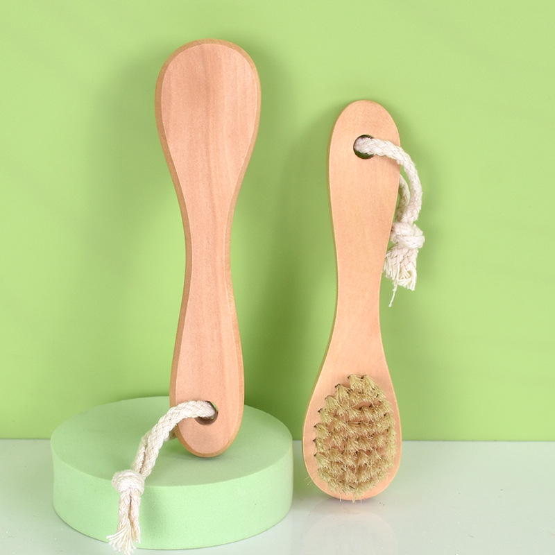 Factory Direct Deep Cleaning Small Brush Cross Border Wood Massage Comb Wood Bristle Face Wash Brush Beard Brush Specification drawing