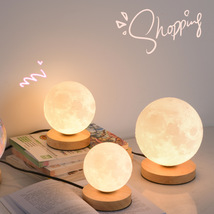 3D月球灯月亮灯书桌充电台灯卧室床头灯创意ins礼物氛围感小夜灯