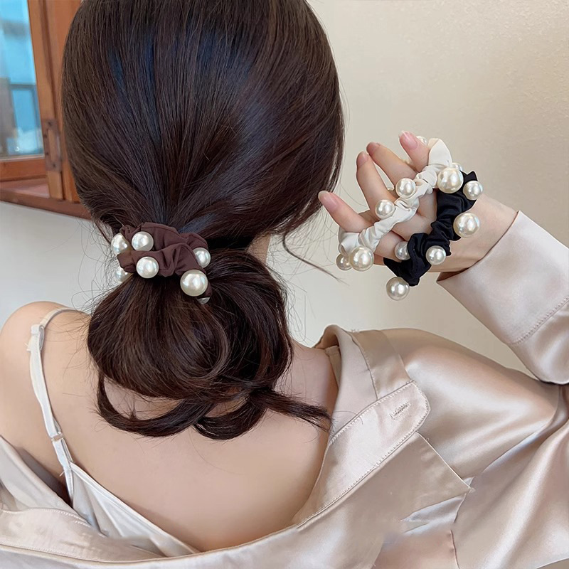 So versatile! Elegant pearl hair bands, simple ins hair ties, high-end style, small intestine ponytail, hair ties, rubber bands