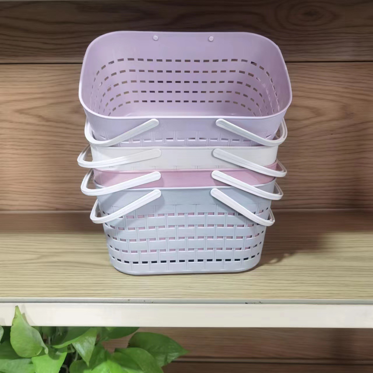Wholesale hand-held bath baskets, bathroom toiletries storage baskets, plastic bath baskets for bathhouses Specification image