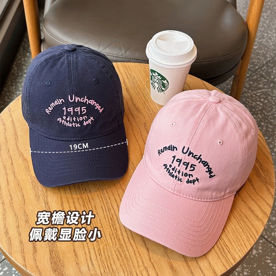 Korean baseball cap, deep top, wide brim, face-showing small baseball cap, all-season pure cotton sun protection cap, sun hat, male and female students Specification image
