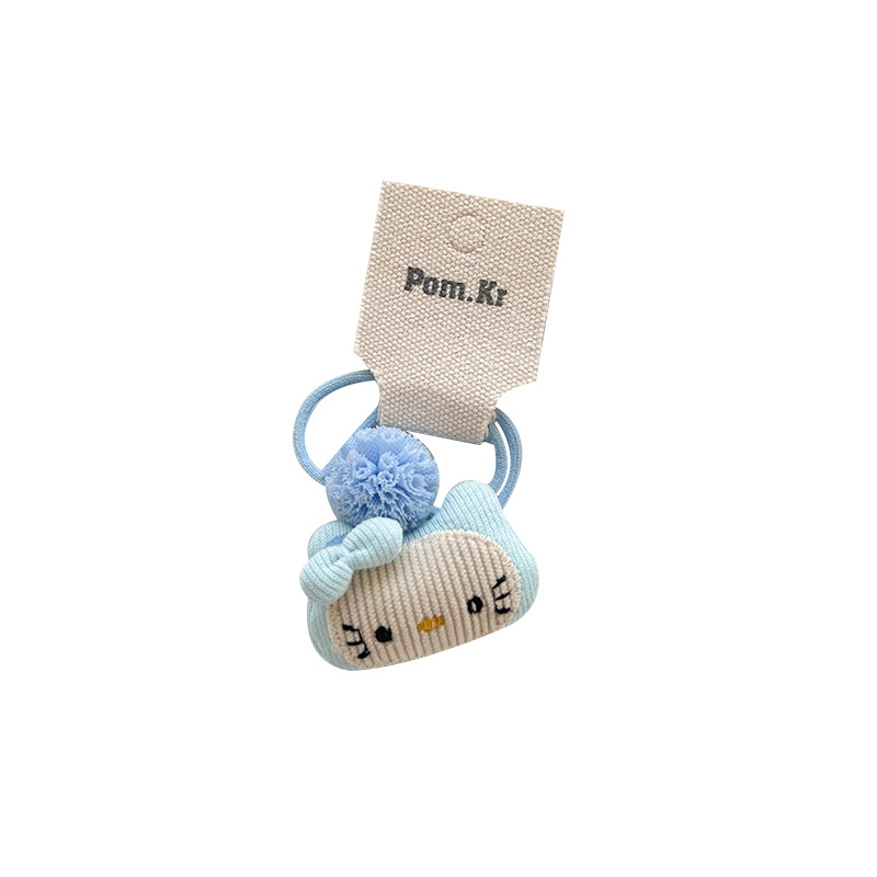 Cute cartoon children's hair ties, KT cat three-dimensional pom-pom hair bands, hair clips, girl student bangs, side clips Item Picture