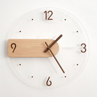 简约北欧挂钟创意实木制亚克力玻璃家居客厅墙钟装饰钟Wall Clock