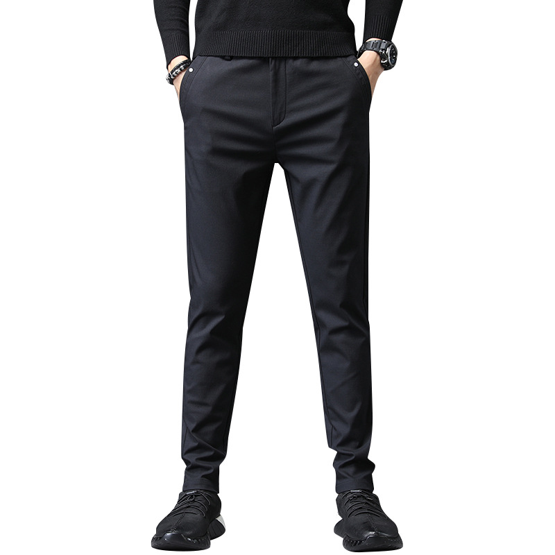Men's casual pants for autumn and winter, new style for young men with small feet, business loose and elastic slimming long pants, men's mini dress pants Item Picture