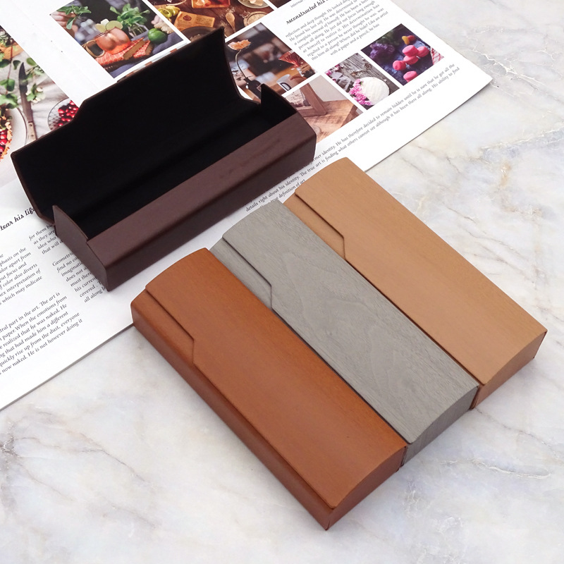 ins简约风木纹便携眼镜盒大方男女学生日系木质感近视眼镜盒