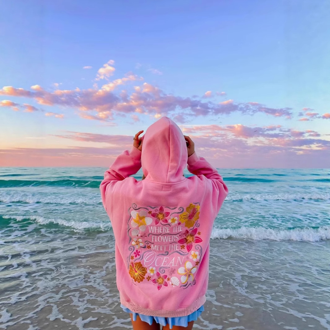 Aliexpress and Amazon export sources European and American thickened embroidered hooded long-sleeved sweatshirts