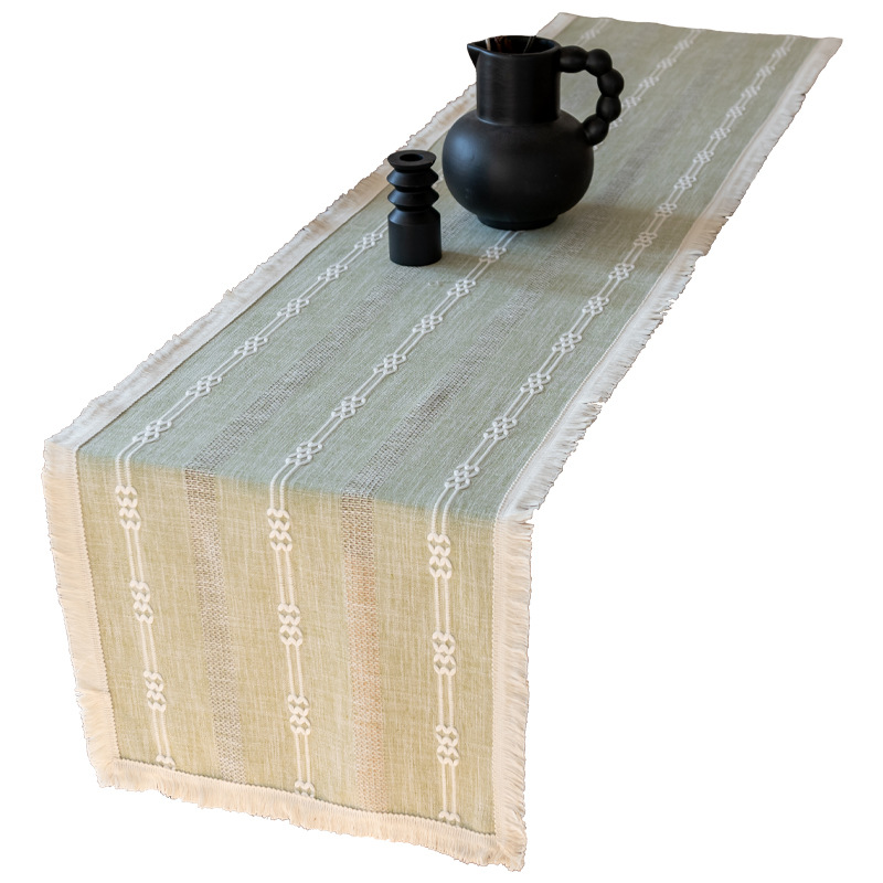 (Light Moon - tassel) American-style hollowed-out table flag woven home coffee table TV cabinet Hotel bed flag Yama Item Picture