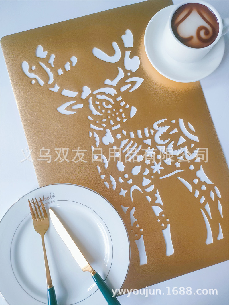 Pvc Creative Hollow Animal Pattern Placemat Waterproof Non-Slip Coffee Coaster Tableware Insulation Protection Decorative Mat Specification drawing