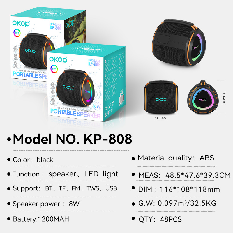 The 808 new RGB colorful light Bluetooth speaker is a cross-border portable hand-held speaker with clear sound quality and deep bass Application Scenario