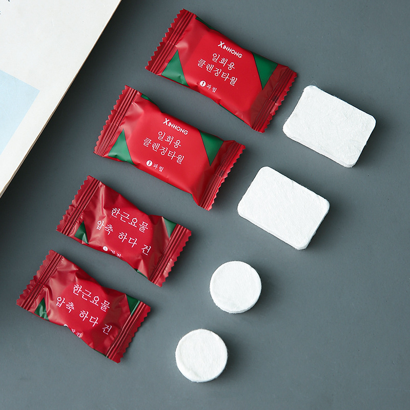 Compressible towel travel disposable towel cotton portable makeup remover face towel thick cleansing face towel candy pack a hair replacement Specification drawing