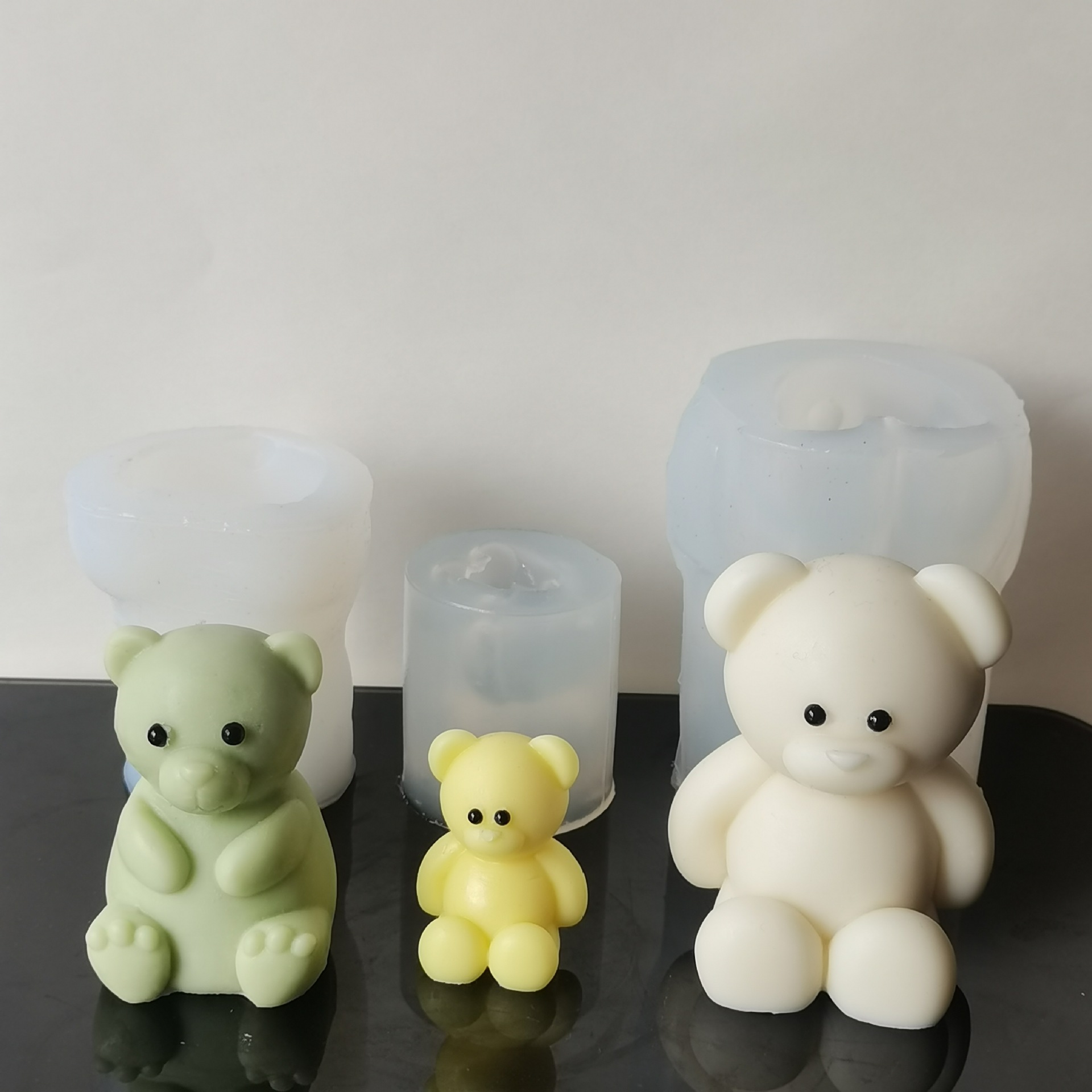 Cross-border chubby big and little bear candle silicone diy Korean scented gypsum resin cake decoration sitting bear mold