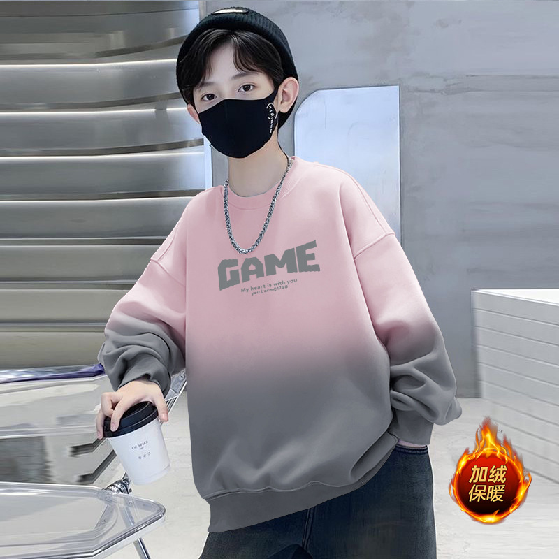 2025新款男童秋款童装帅气印花中小童上衣扎染圆领百搭大童卫衣男详情图4