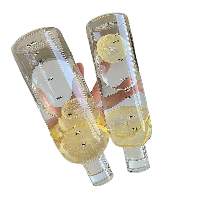 The same high-appearance-level time scale cup for men and women on Xiaohongshu, transparent plastic cup for car use, leak-proof and simple, popular online water cup Item Picture