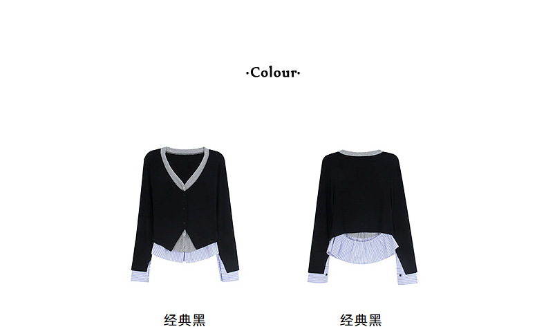 【通勤时髦法则】歌铭设计感撞色假两件针织衫秋季长袖上衣Y2776F详情11