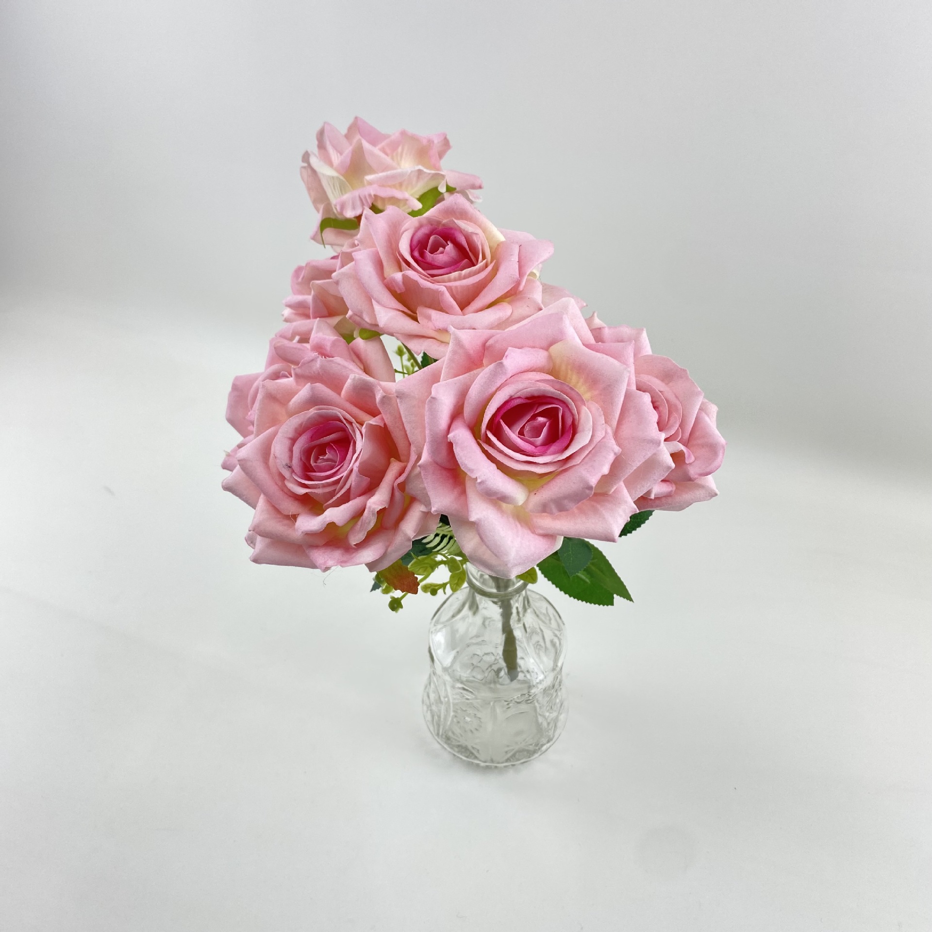 Other Simulation Crafts 7 Head Flannelette Simulation Rose Wedding Hand Bouquet Shooting Props Wedding Decoration Fake Flowers Specification drawing