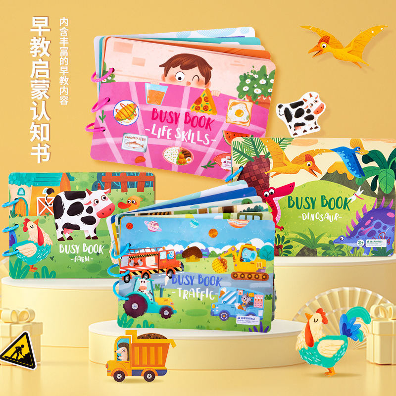 Wholesale Enlightenment Early Education Dinosaur Animals Quiet Children Busy Books Educational Toys Repeated Paste Book Enlightenment Toys Educational Aids details Picture