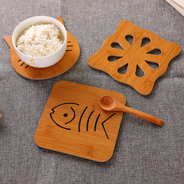 Wooden cartoon heat insulation pads, anti-slip table MATS, pot MATS, bowl MATS, large creative and cute teacup MATS, wholesale coasters details Picture