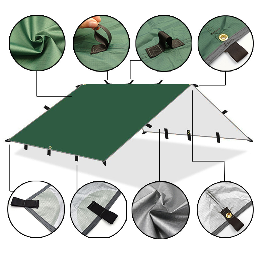 Wholesale of 19-point multi-functional canopy, silver-coated four-corner canopy, multi-point tear-resistant, rainproof and sun-proof camping tents Specification image
