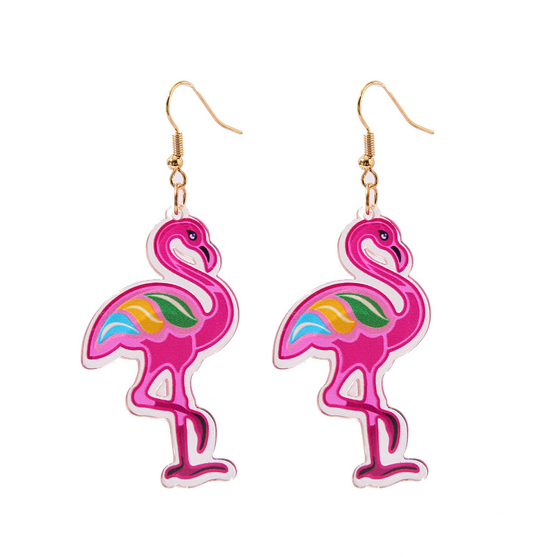 2023 New Creative Acrylic Flamingo Earrings Hipster Women Fashion Personality Animal Earrings For Women Item Picture
