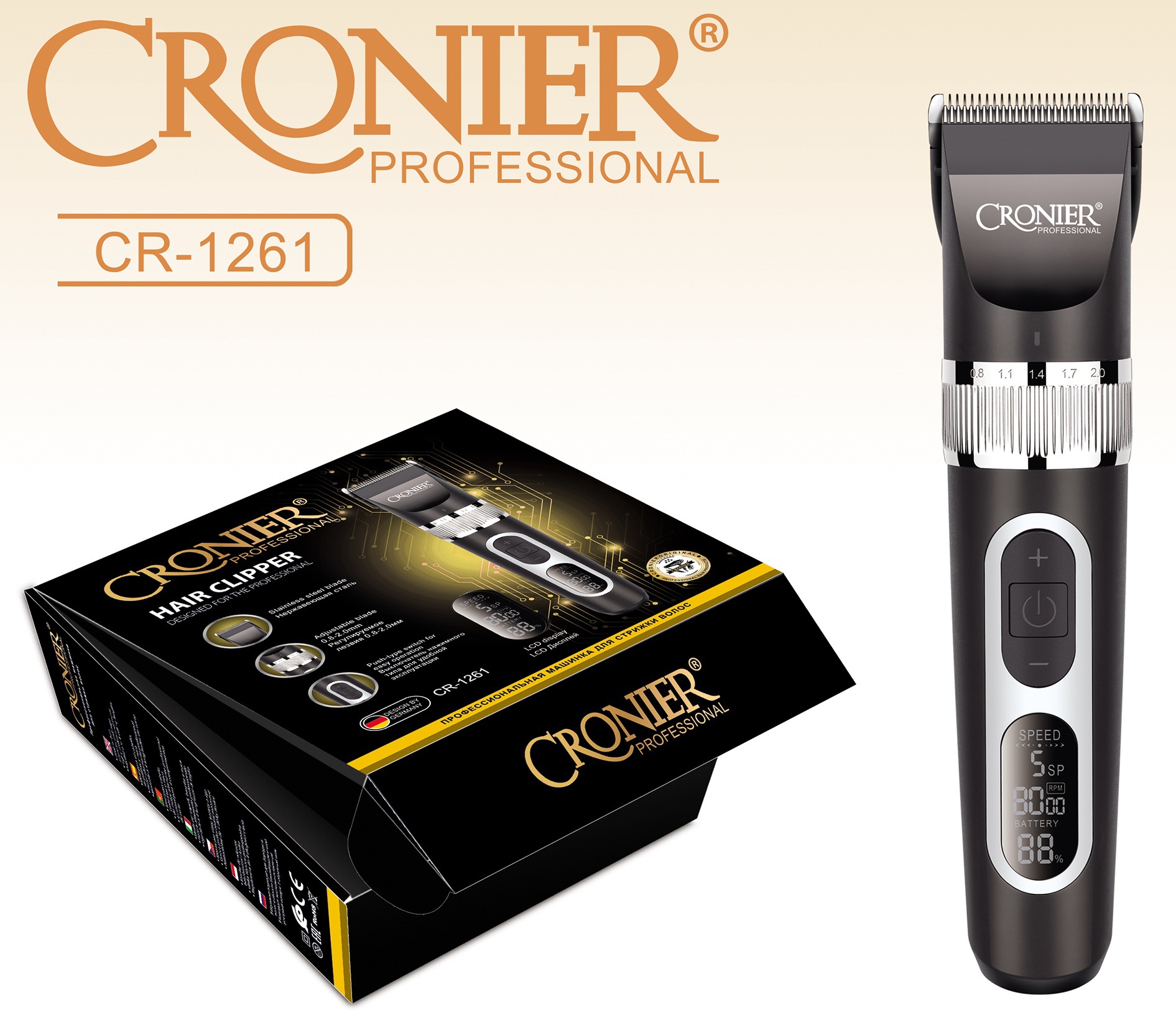 CRONIER CR-1261成人理发器发廊电推剪电动剪发器美发工具剃头刀