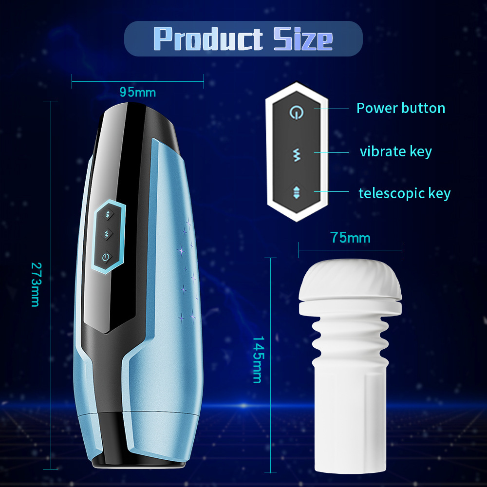 Starry Sky Airplane Cup 5-frequency telescopic vibration Exercise male masturbation Massager Adult sex toy details Picture