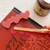 Korean red heart-shaped acetic acid hair clip with cute bangs on the side and a duckbill-shaped hair clip on the side. Gentle clip headwear Application Scenario