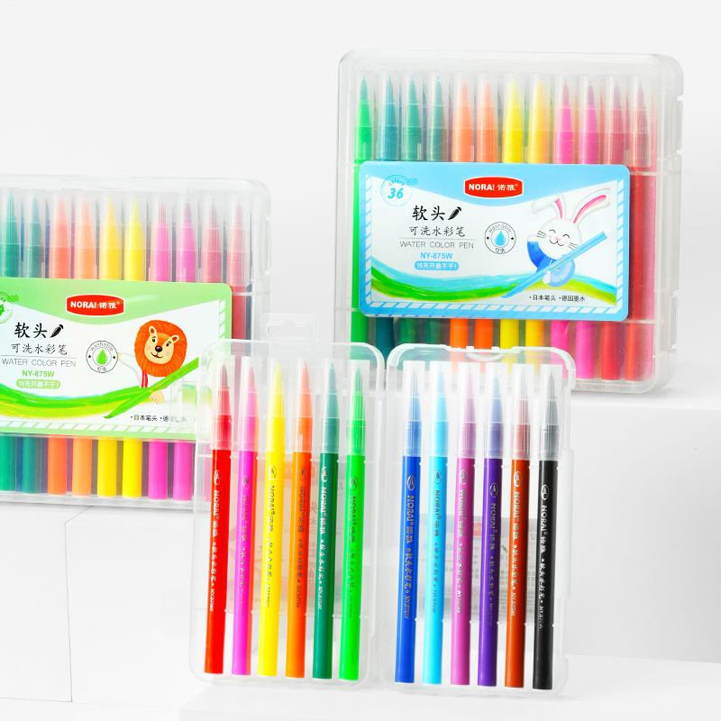Washable large-capacity soft-tipped watercolor pens, art outlining pens, signature pens, color painting sets, children's doodle pens Item Picture