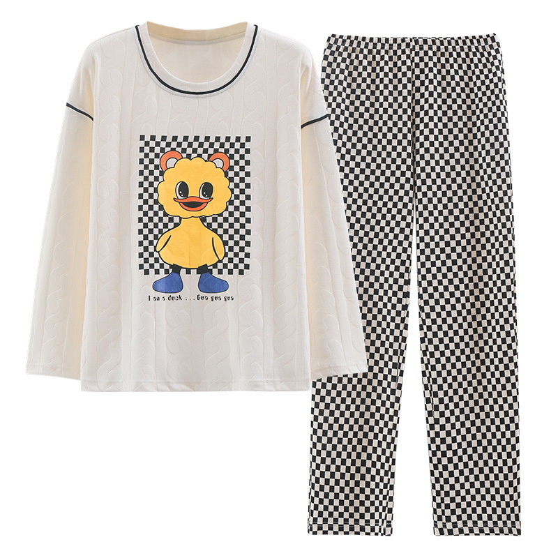 Pajama women's autumn and winter cotton long-sleeved 2022 new Korean style sweet and cute cartoon loose home wear set is perfect Item Picture