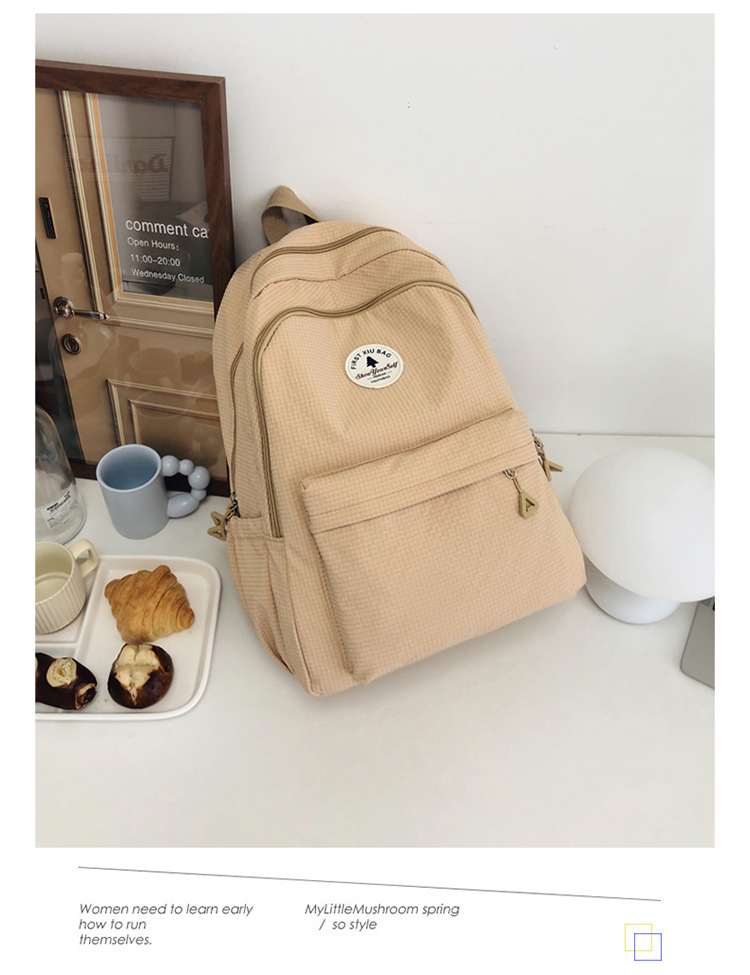 简约书包百搭女日系ins学生包初中高中双肩包大容量校园甜美背包详情44