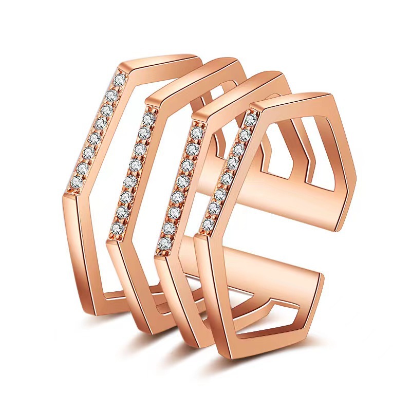 KIMOJ新款戒指夸张气质带钻高级感戒指女小众设计轻奢时尚个性情侣开口食指戒指图