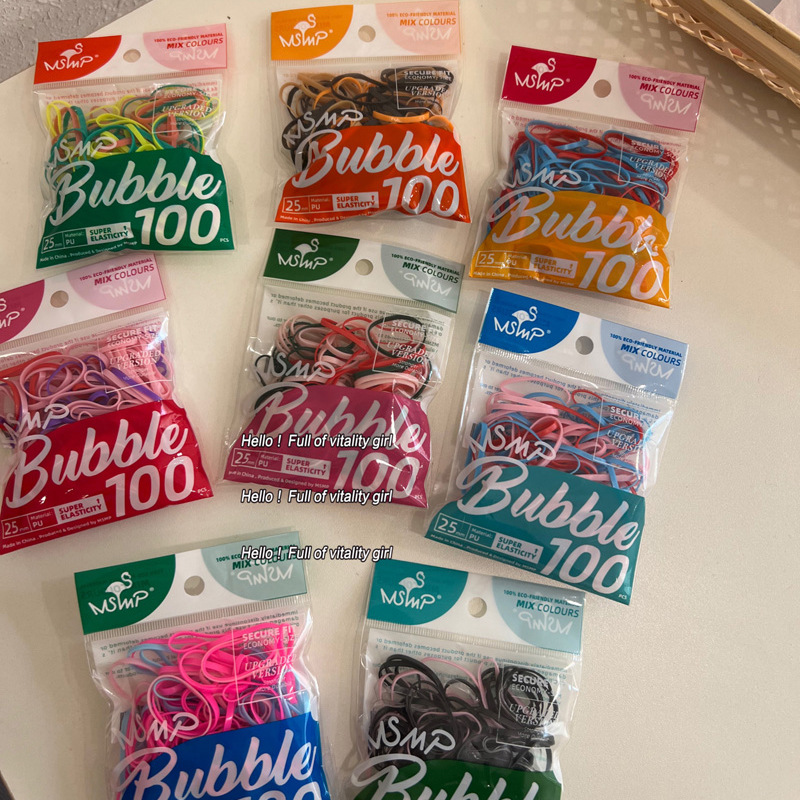 100 basic elastic hair bands, candy-colored braids, ponytail, rubber band bags, disposable hair bands and hair accessories details Picture