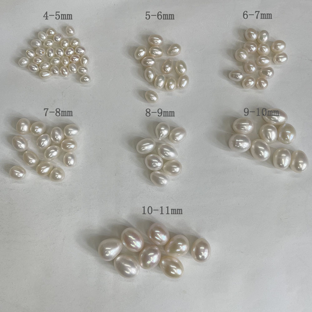 现货批发 强光半孔水滴天然淡水珍珠颗粒米形DIY耳环吊坠饰品配件