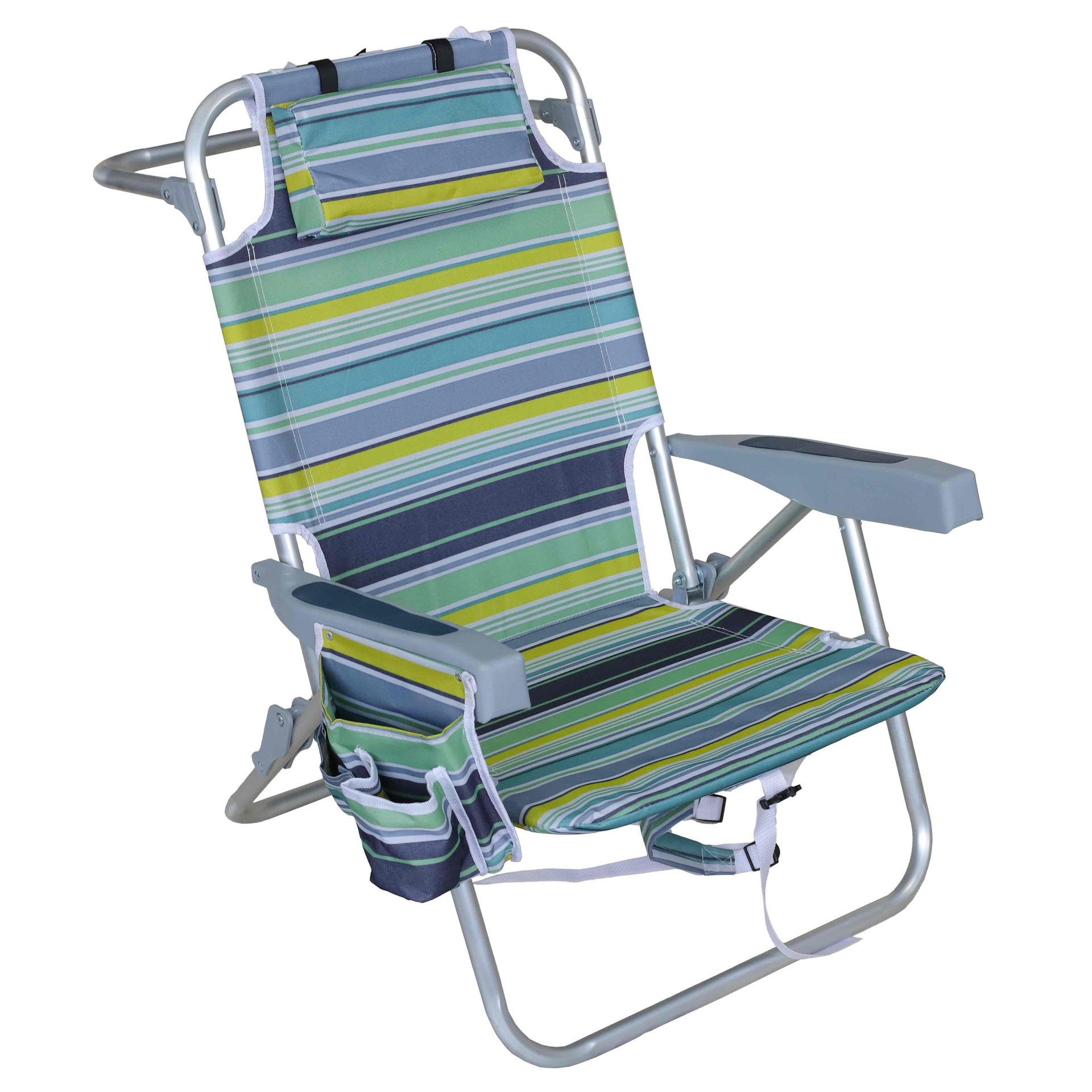 Cross-border outdoor folding backpack chair, which can be used for both sitting and lying down, with a backrest ice bag and 5 adjustable backrest, is a beach lounge chair Item Picture