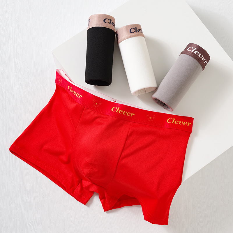 Men's underwear in stock: Men's briefs, breathable men's underpants, mid-waist, large-sized four-corner underwear for teenagers, men's autumn and winter details Picture