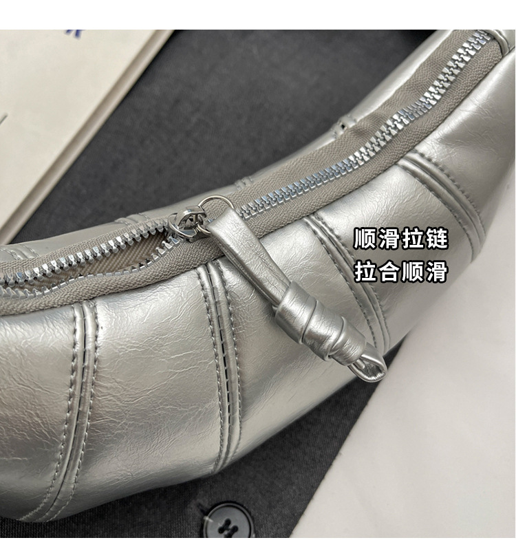 跨境外贸牛角包女包新款潮简约时尚斜挎饺子包百搭单肩箱包皮具男士手提包详情5