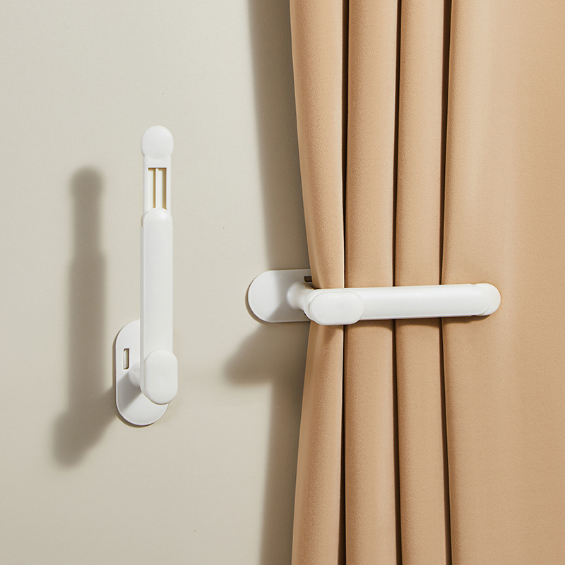 免打孔窗帘固定器免打孔扣环浴帘墙上勾绑带挂钩门帘收纳收拢
