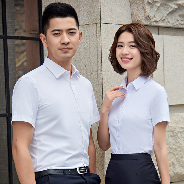 Professional shirts for both men and women, short-sleeved office business formal shirts with embroidered logos, wholesale of men's shirts for companies details Picture